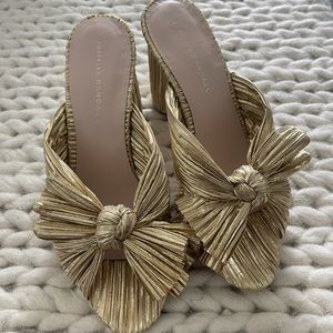 Loeffler Randal Penny Bow Sandal in Gold